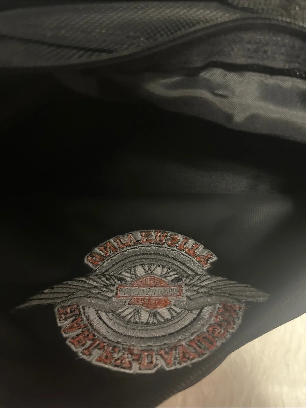 Harley-Davidson Black Messenger Bag with Embroidered Winged Logo